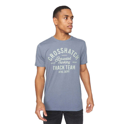 Navy-Orange-Black-Grey Marl-White - Pack Shot - Crosshatch Mens Brandax Printed T-Shirt (Pack of 5)
