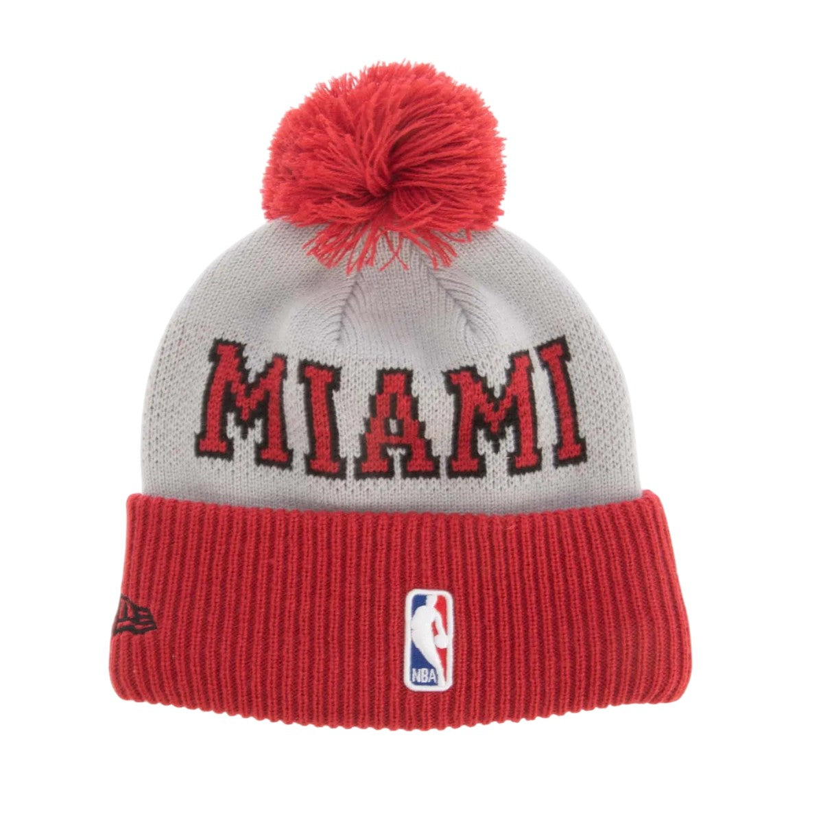 Red-Grey - Back - New Era NBA Tip Off 2023 Miami Heat Knitted Bobble Beanie