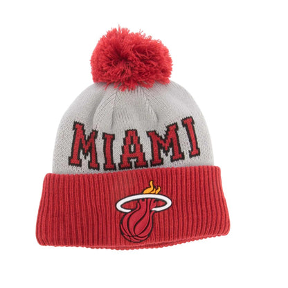 Red-Grey - Front - New Era NBA Tip Off 2023 Miami Heat Knitted Bobble Beanie