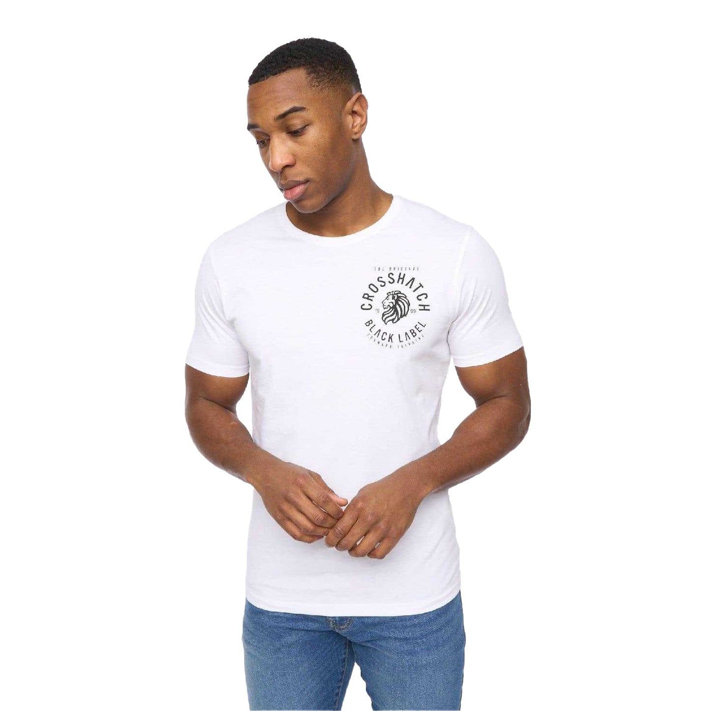 Navy-Off White-Blue-Grey Marl-White - Back - Crosshatch Mens College Theme Printed T-Shirt (Pack of 5)
