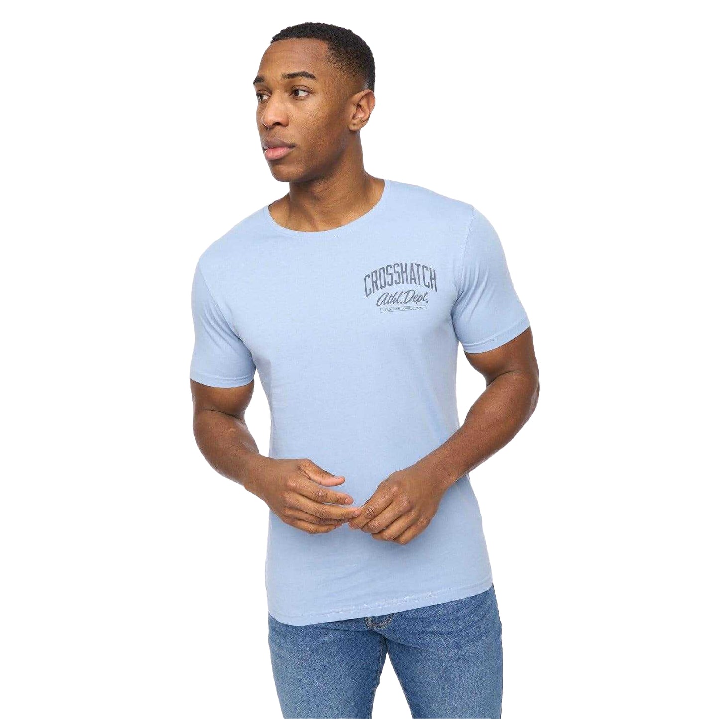 Navy-Off White-Blue-Grey Marl-White - Lifestyle - Crosshatch Mens College Theme Printed T-Shirt (Pack of 5)