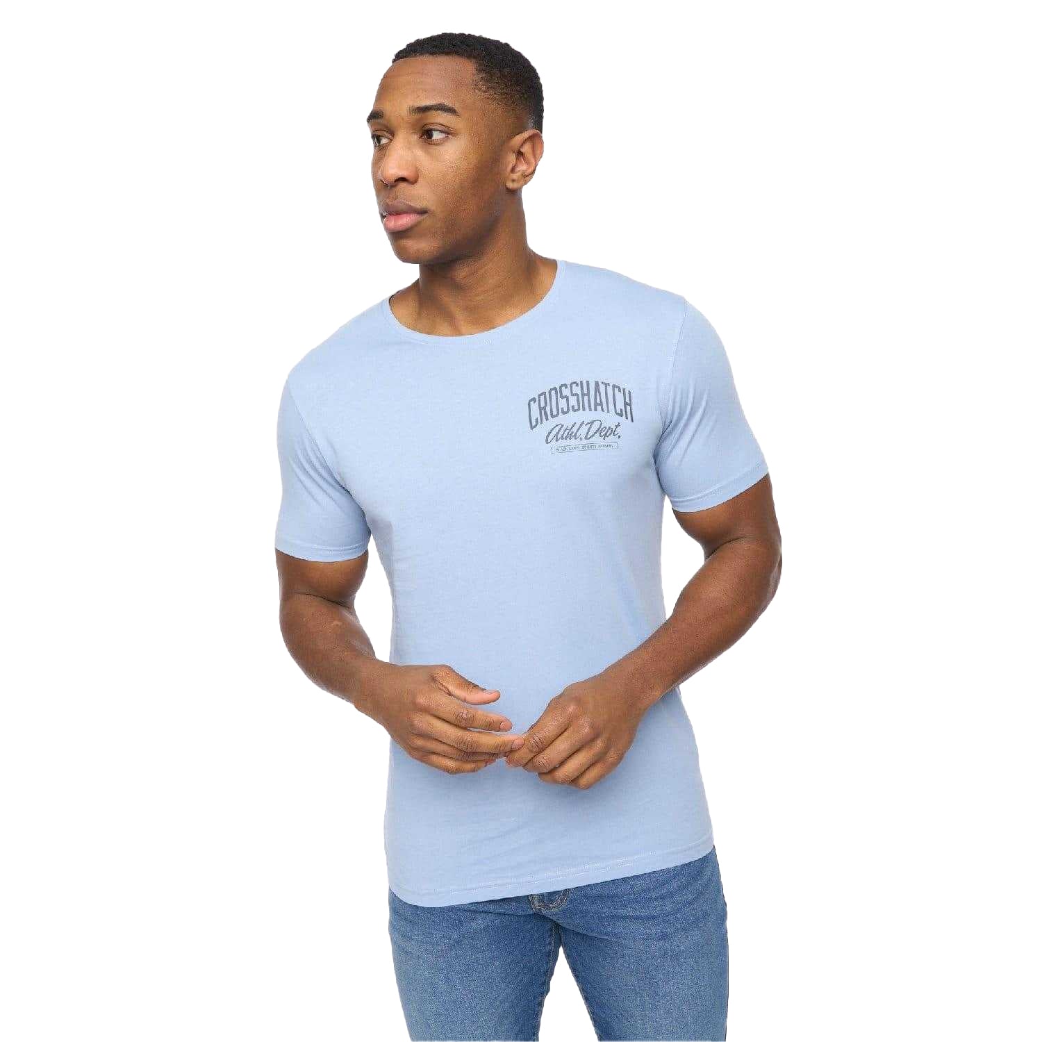 Navy-Off White-Blue-Grey Marl-White - Lifestyle - Crosshatch Mens College Theme Printed T-Shirt (Pack of 5)