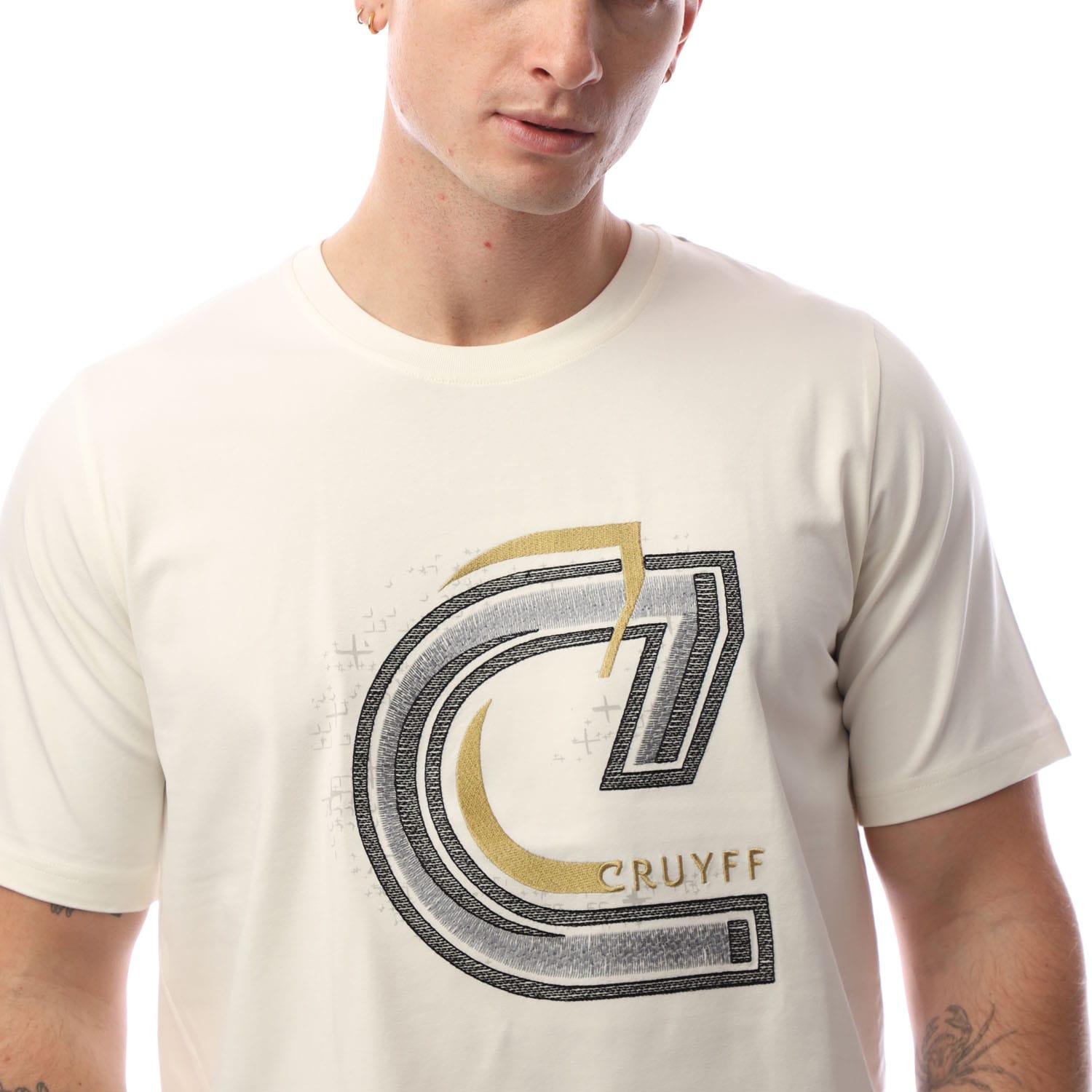 Off White - Side - Cruyff Mens Embro Logo T-Shirt