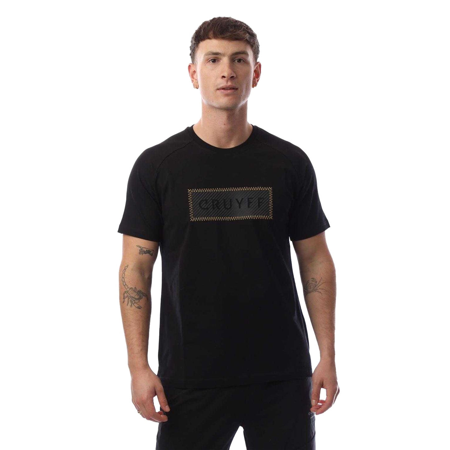Black-Gold - Front - Cruyff Mens Fuzeknit Laser Cut T-Shirt