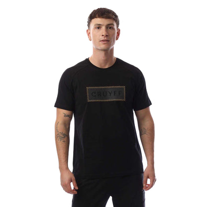 Black-Gold - Front - Cruyff Mens Fuzeknit Laser Cut T-Shirt