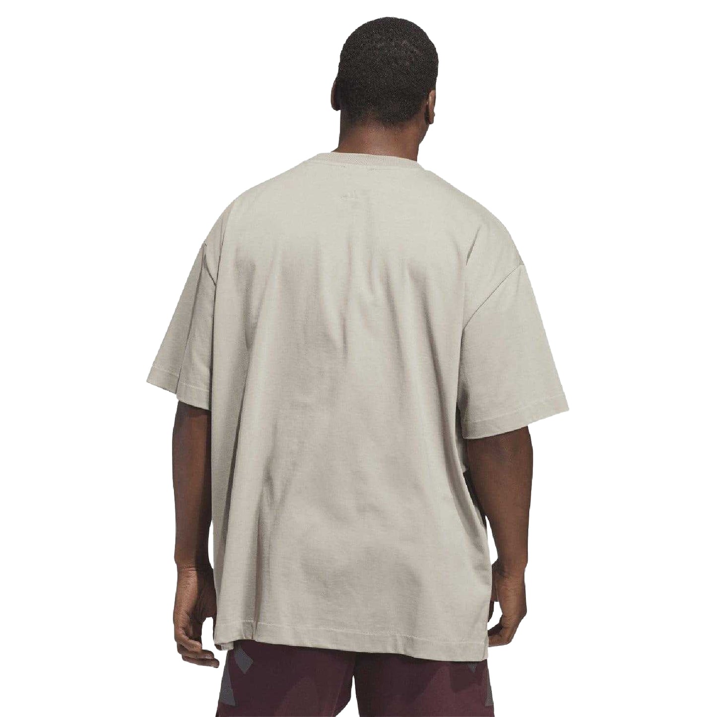Beige - Back - Adidas Unisex Adult Basketball T-Shirt