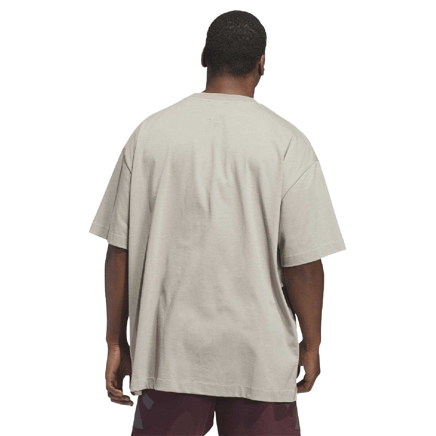 Beige - Back - Adidas Unisex Adult Basketball T-Shirt