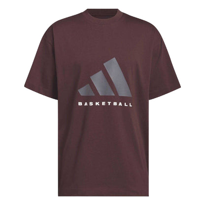 Red - Front - Adidas Unisex Adult Basketball T-Shirt