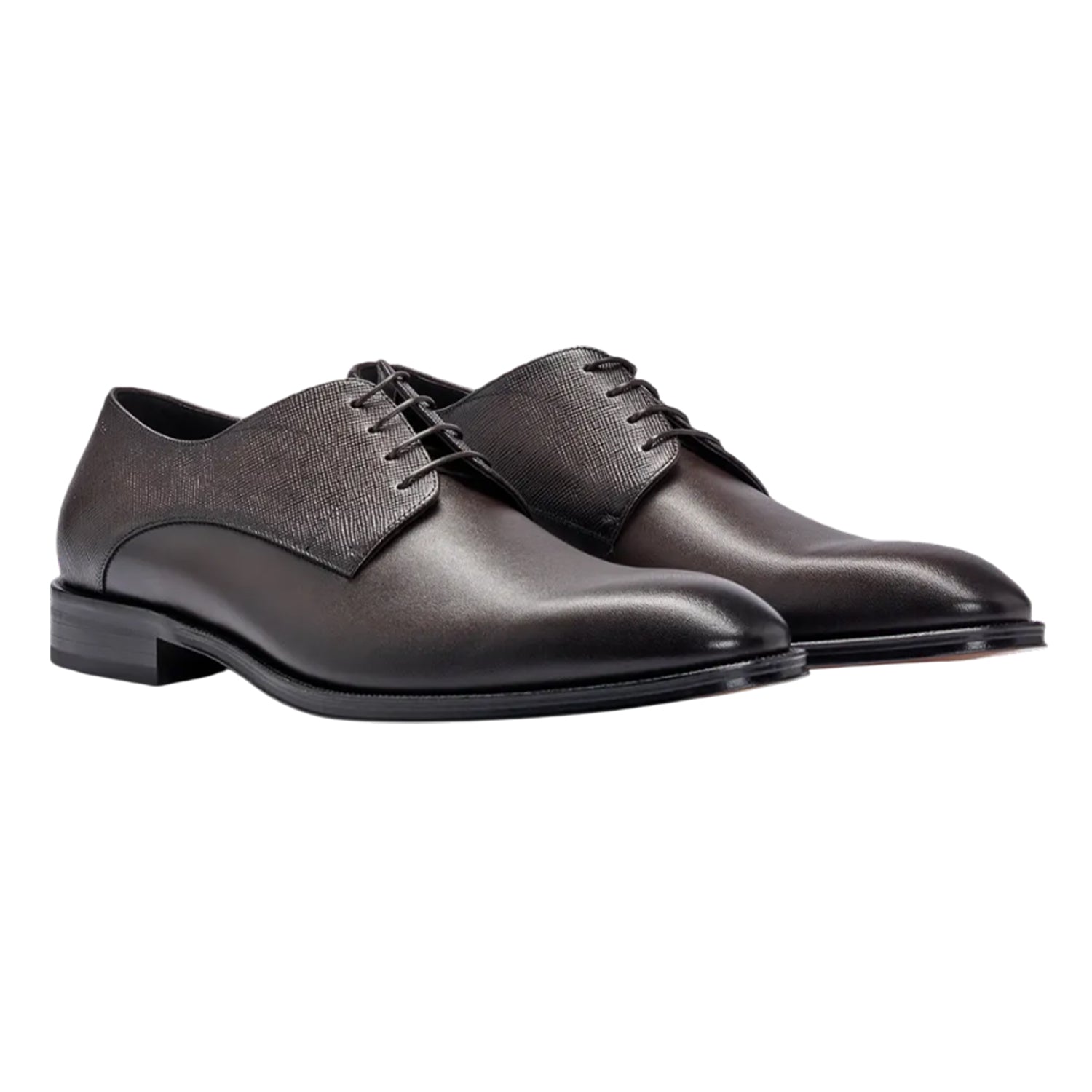 Brown - Front - Boss Mens Derrek Leather Derby Shoes