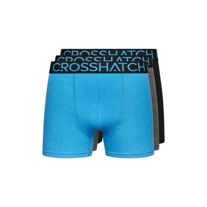 Black-Blue - Front - Crosshatch Mens Knighting Boxer Shorts (Pack of 3)