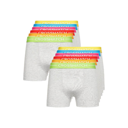 Grey - Front - Crosshatch Mens Astral Boxer Shorts (Pack of 12)