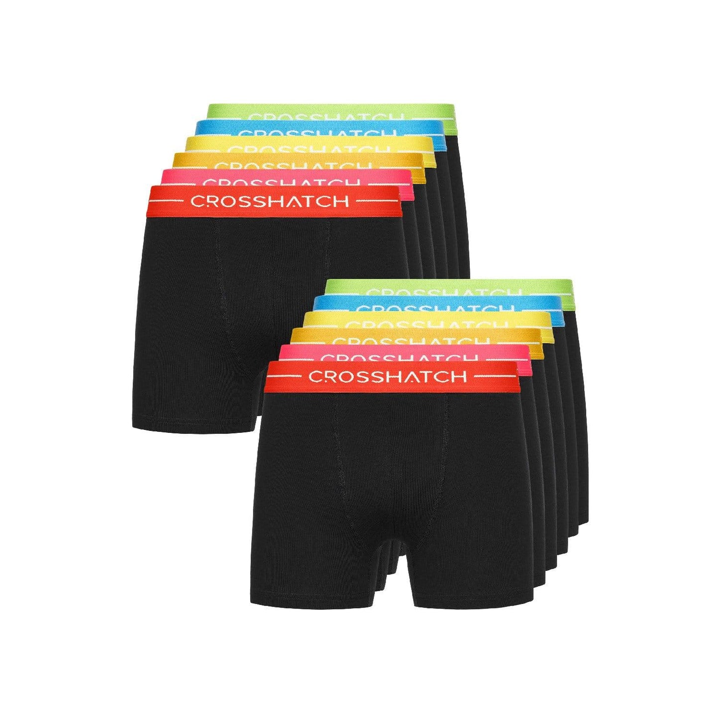 Black - Front - Crosshatch Mens Astral Boxer Shorts (Pack of 12)