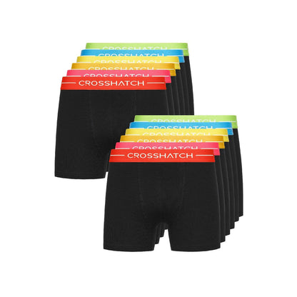 Black - Front - Crosshatch Mens Astral Boxer Shorts (Pack of 12)