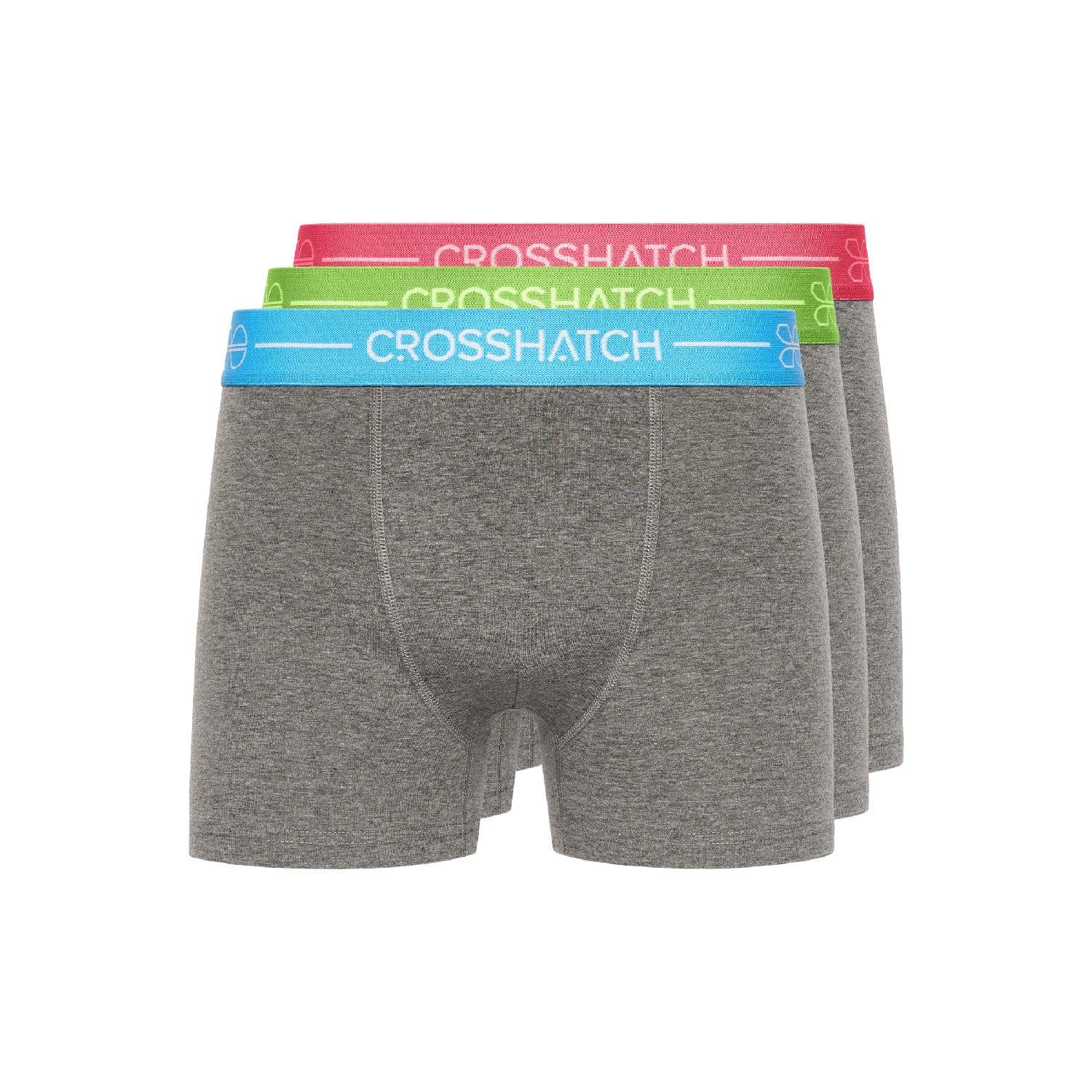 Grey - Front - Crosshatch Mens Astral Boxer Shorts (Pack of 3)