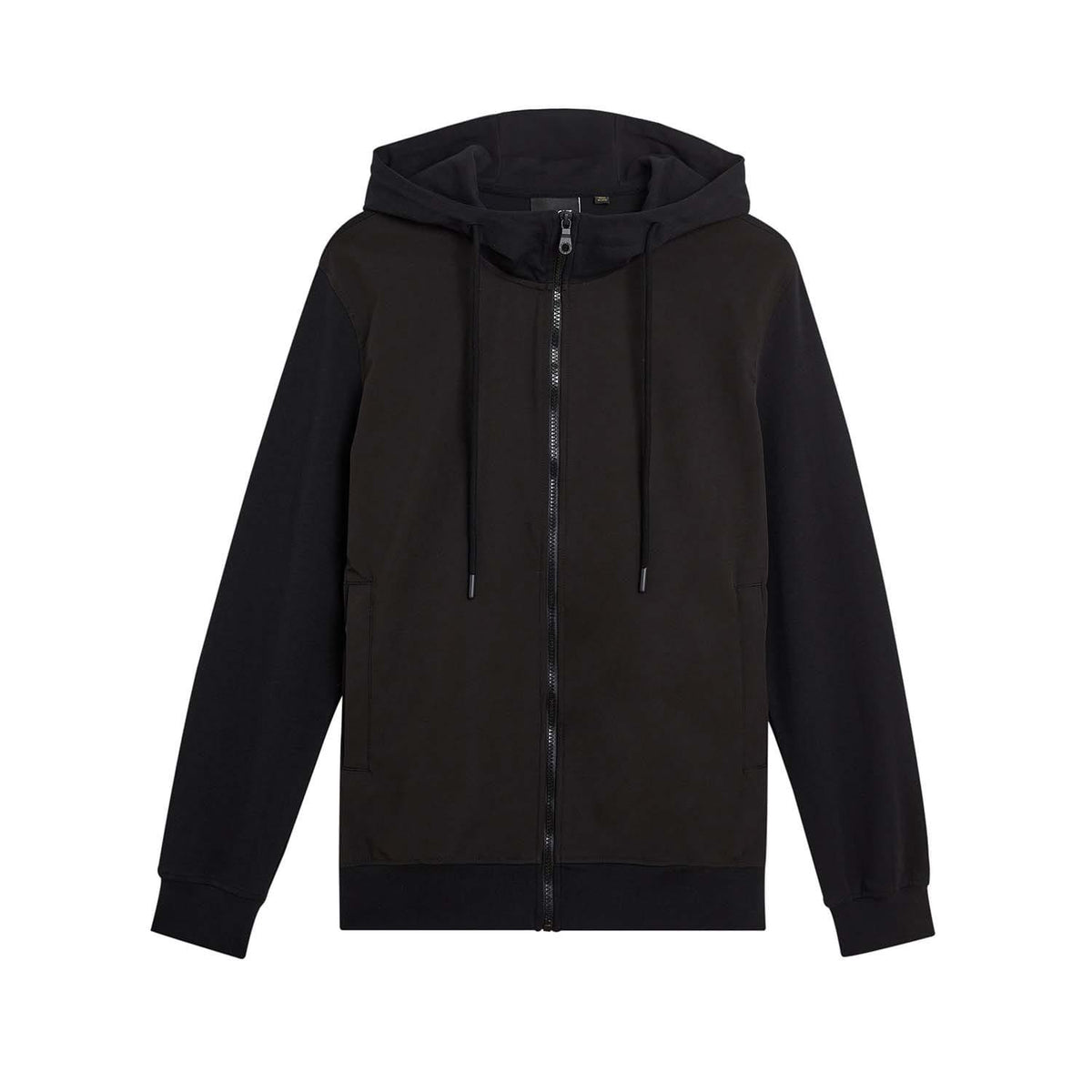 Black - Front - Lyle & Scott Mens Hybrid Softshell Full Zip Hoodie