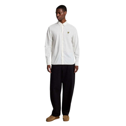White - Pack Shot - Lyle & Scott Mens Bamboo Long-Sleeved Shirt