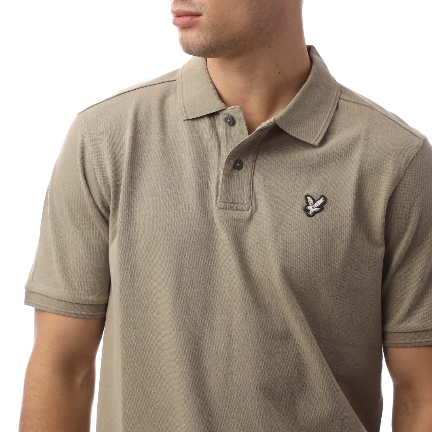 Beige - Side - Lyle & Scott Mens Plain Natural Dyed Polo Shirt