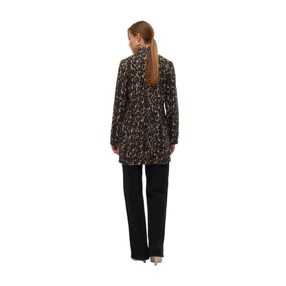 Brown - Back - Vero Moda Womens-Ladies Katrine Leopard Print Brushed Jacket