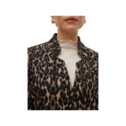 Brown - Side - Vero Moda Womens-Ladies Katrine Leopard Print Brushed Jacket