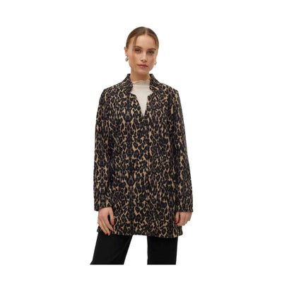 Brown - Lifestyle - Vero Moda Womens-Ladies Katrine Leopard Print Brushed Jacket