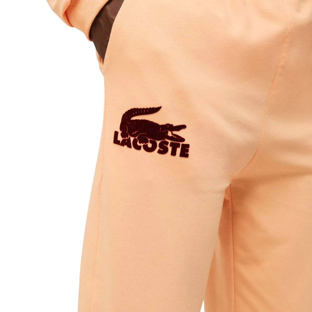 Orange - Side - Lacoste Mens Fleece Lounge Jogging Bottoms