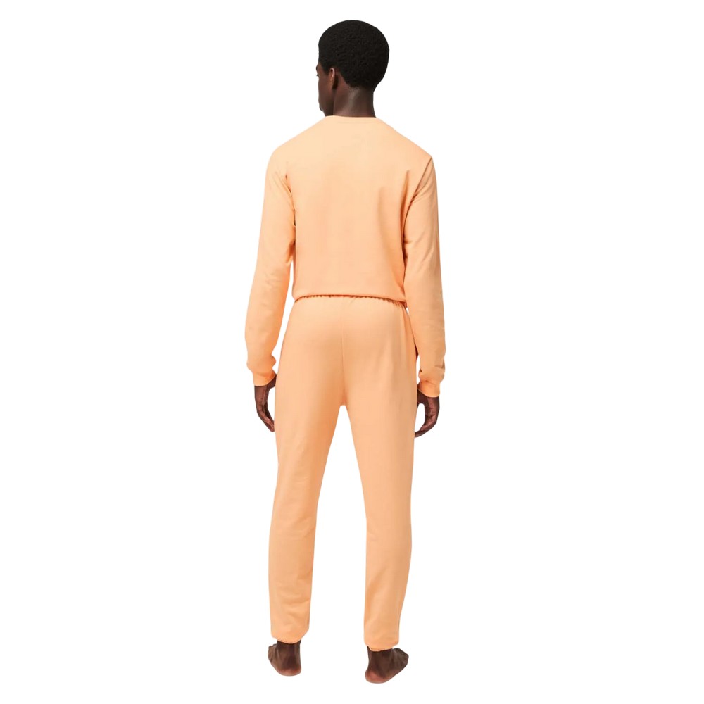 Orange - Back - Lacoste Mens Fleece Lounge Jogging Bottoms