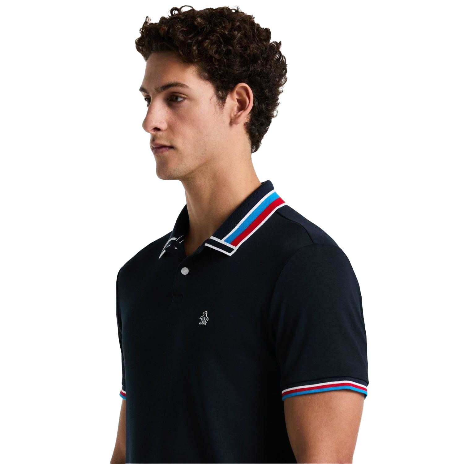 Navy - Side - Original Penguin Mens Interlock Polo Shirt