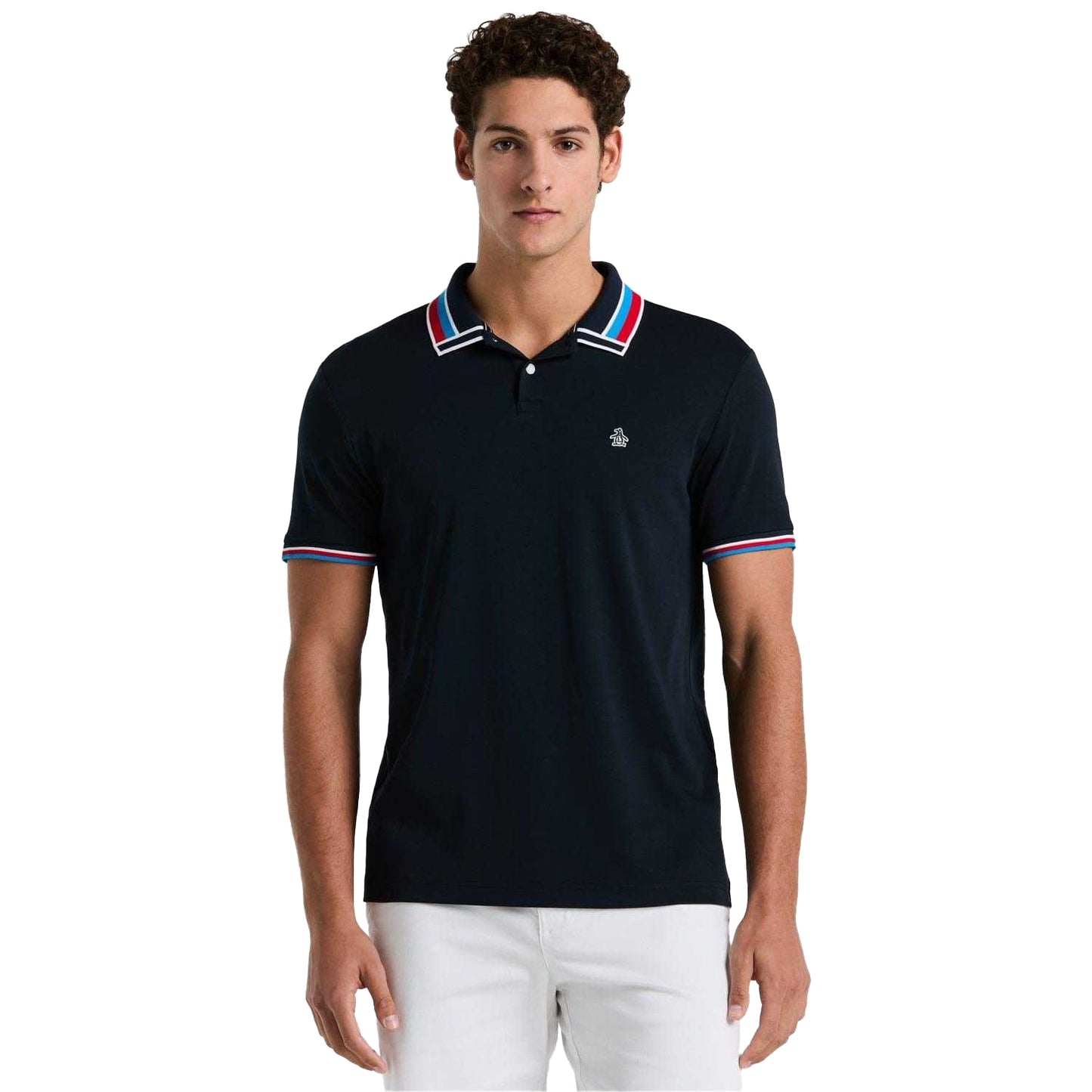 Navy - Front - Original Penguin Mens Interlock Polo Shirt