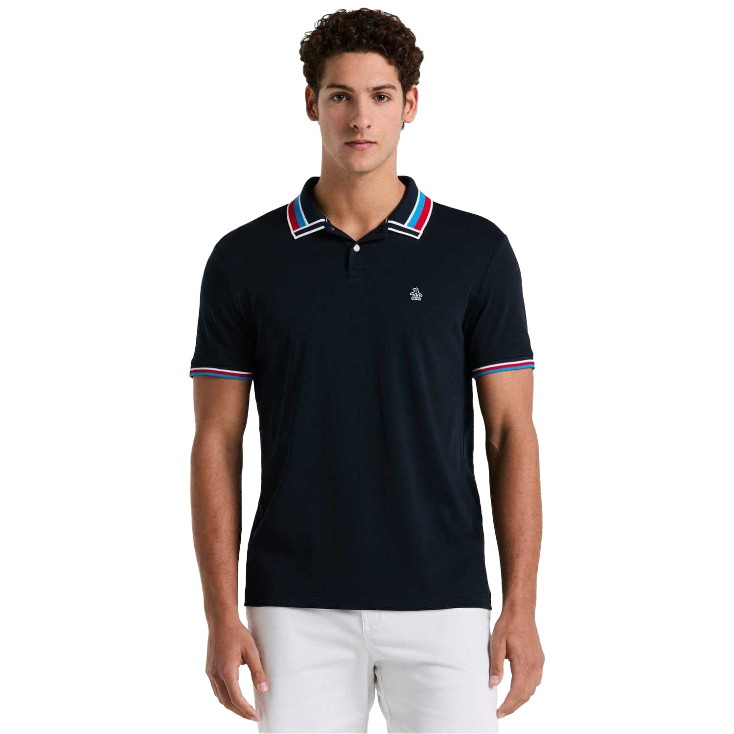 Navy - Front - Original Penguin Mens Interlock Polo Shirt