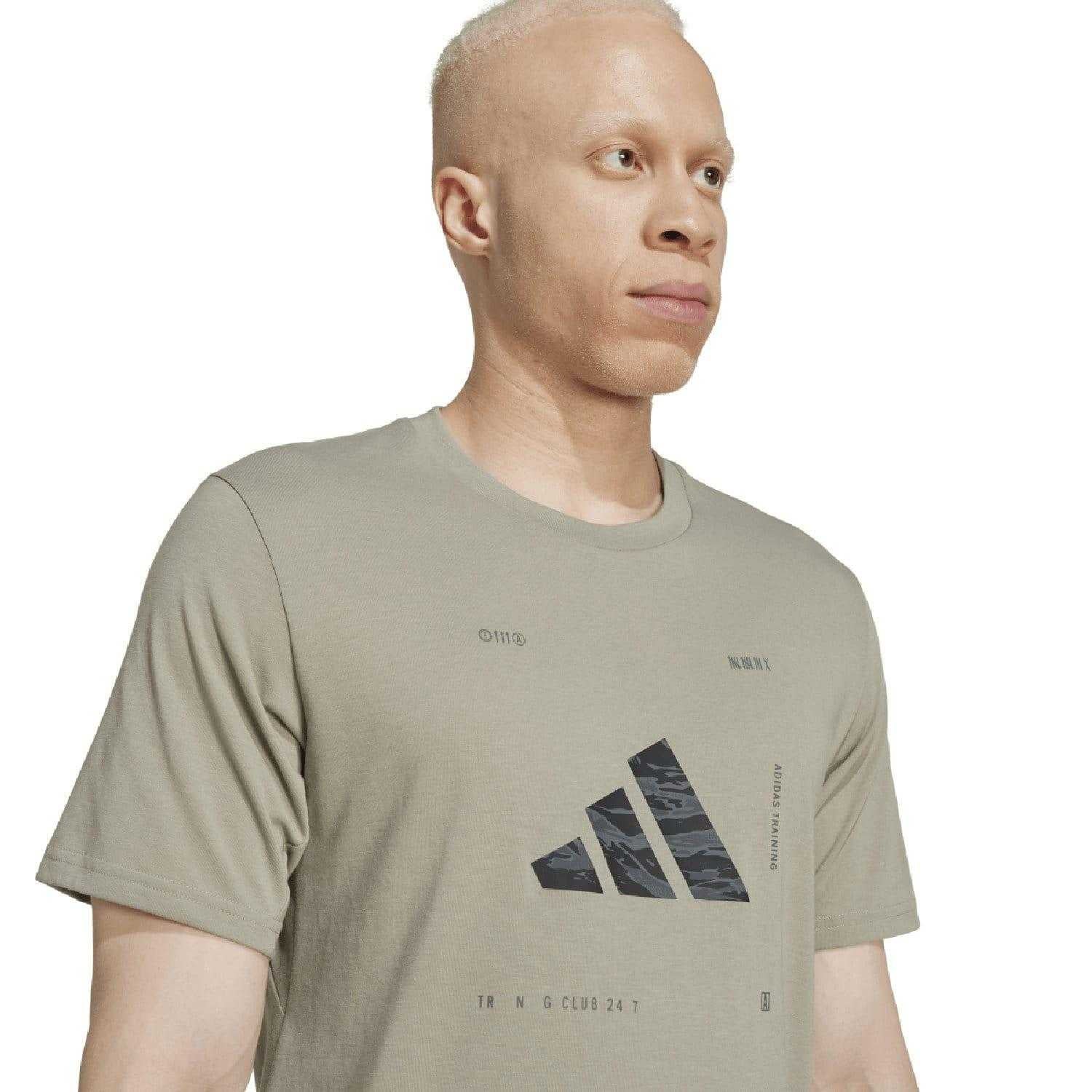Silver - Side - Adidas Mens Camo Logo T-Shirt