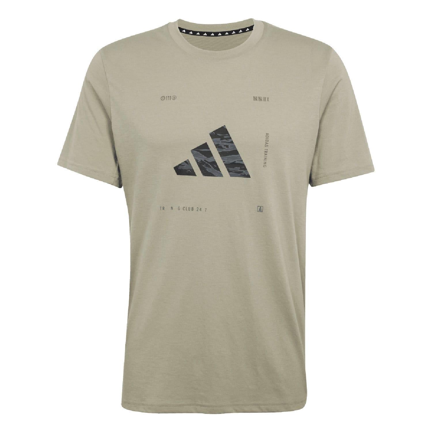 Silver - Close up - Adidas Mens Camo Logo T-Shirt