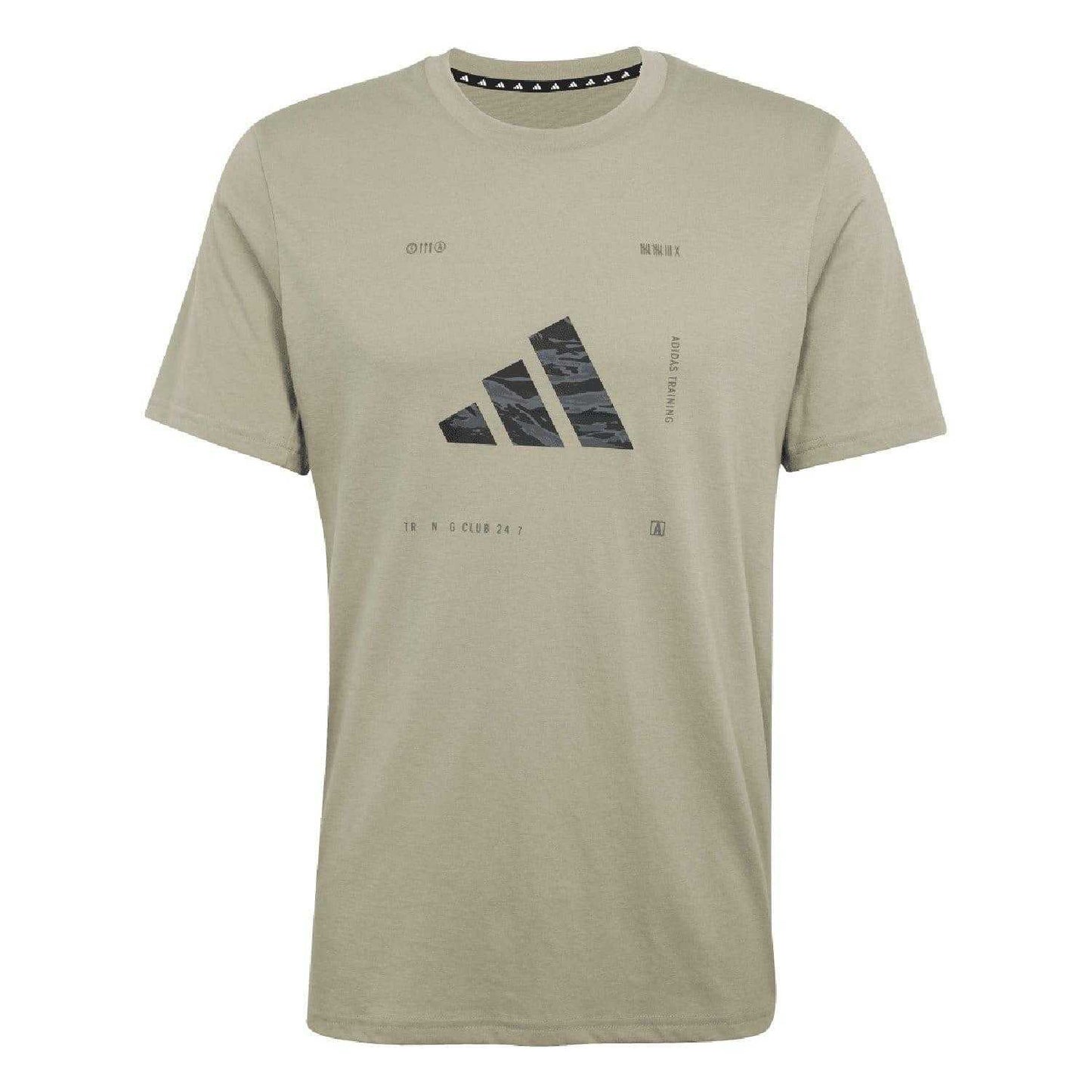 Silver - Front - Adidas Mens Camo Logo T-Shirt