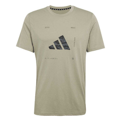 Silver - Front - Adidas Mens Camo Logo T-Shirt
