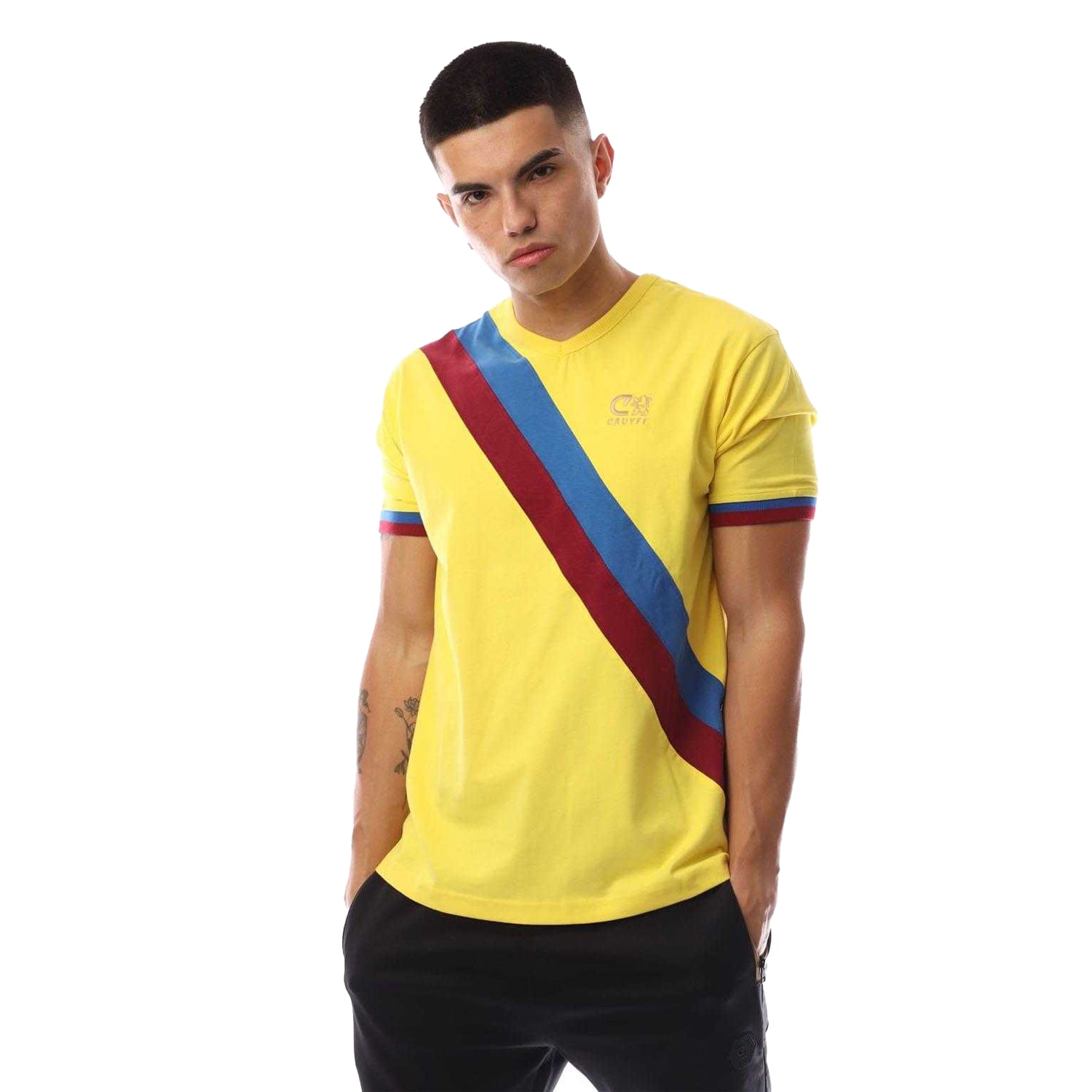 Yellow - Front - Cruyff Mens Barca Retro Football Jersey