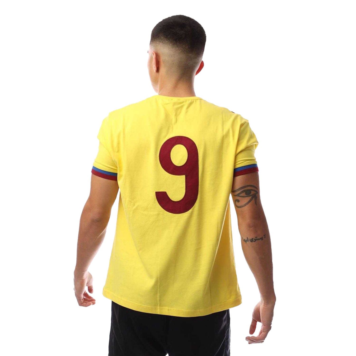 Yellow - Back - Cruyff Mens Barca Retro Football Jersey