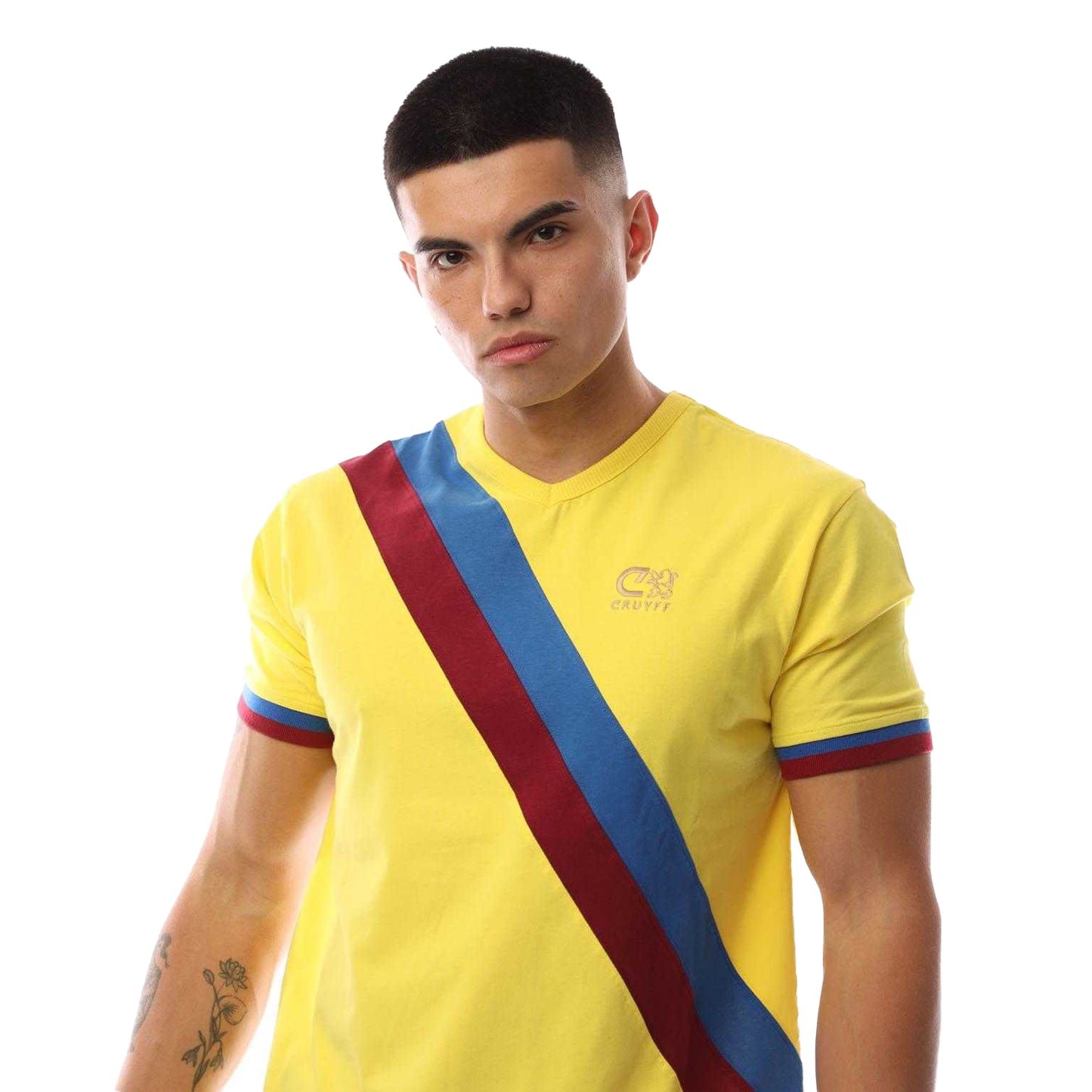 Yellow - Side - Cruyff Mens Barca Retro Football Jersey