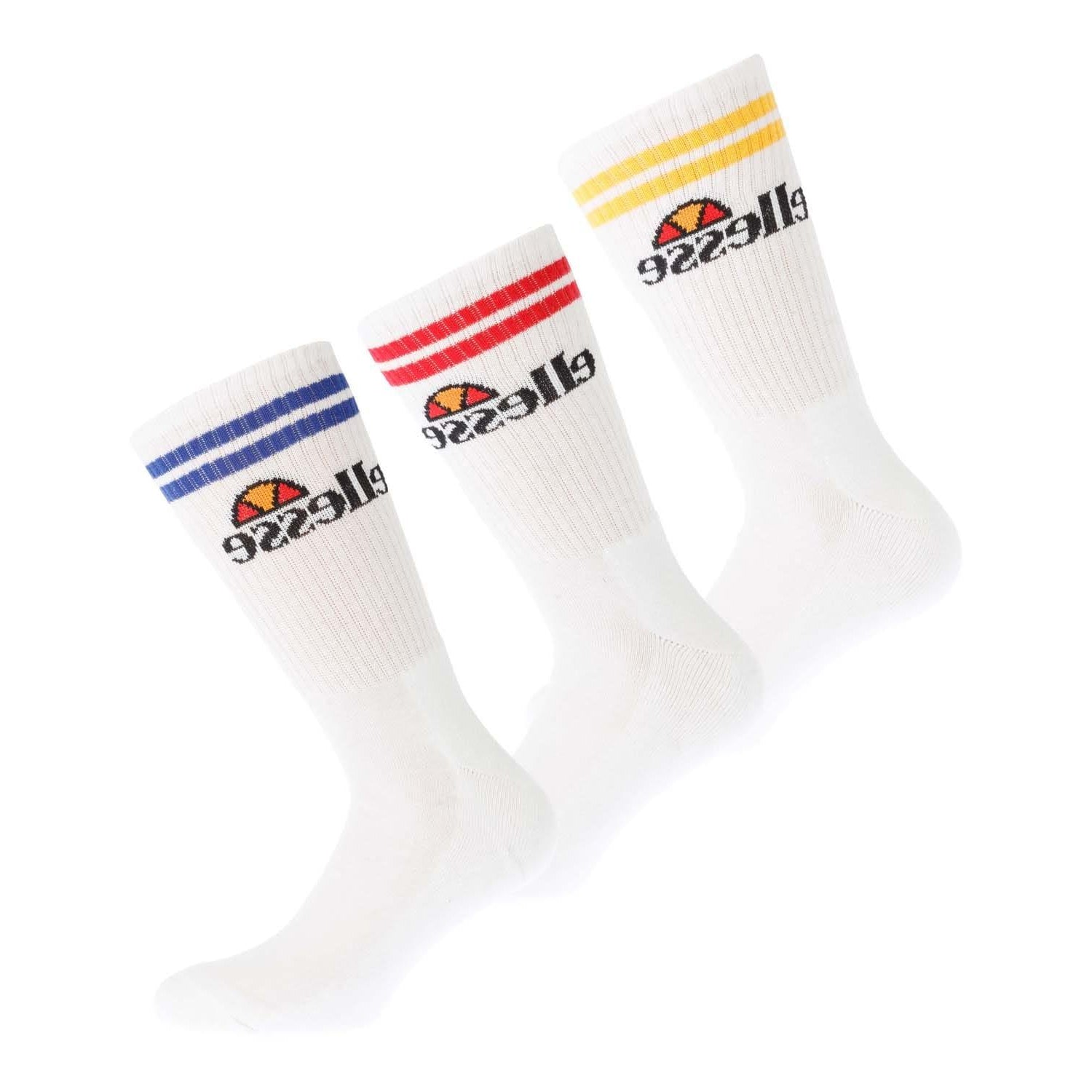 White - Back - Ellesse Unisex Adult Pullo Logo Socks (Pack of 3)