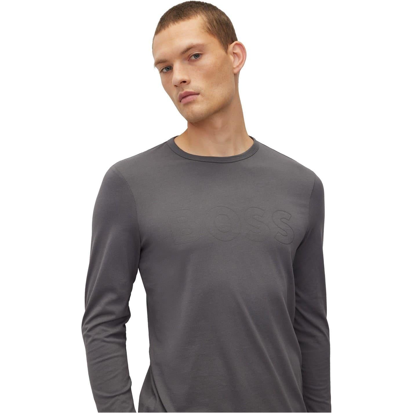 Grey - Back - Boss Mens Tognbo Logo T-Shirt