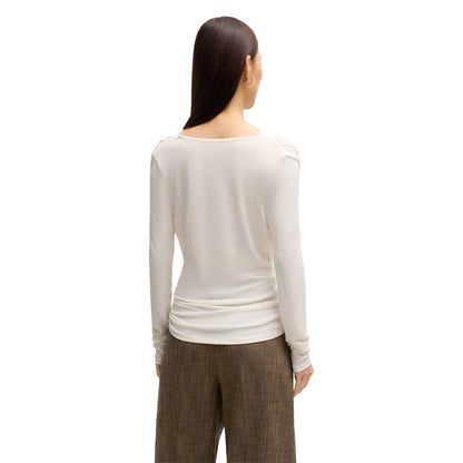 White - Back - Boss Womens-Ladies Eseyana Stretch Long-Sleeved T-Shirt