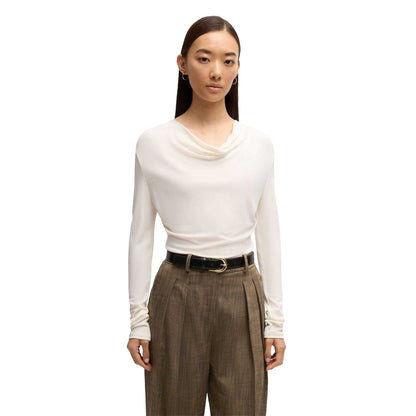 White - Side - Boss Womens-Ladies Eseyana Stretch Long-Sleeved T-Shirt