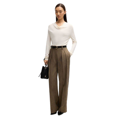 White - Pack Shot - Boss Womens-Ladies Eseyana Stretch Long-Sleeved T-Shirt