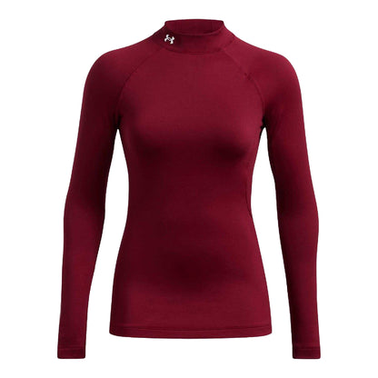 Red - Front - Under Armour Womens-Ladies Elite Mock ColdGear Long-Sleeved Top