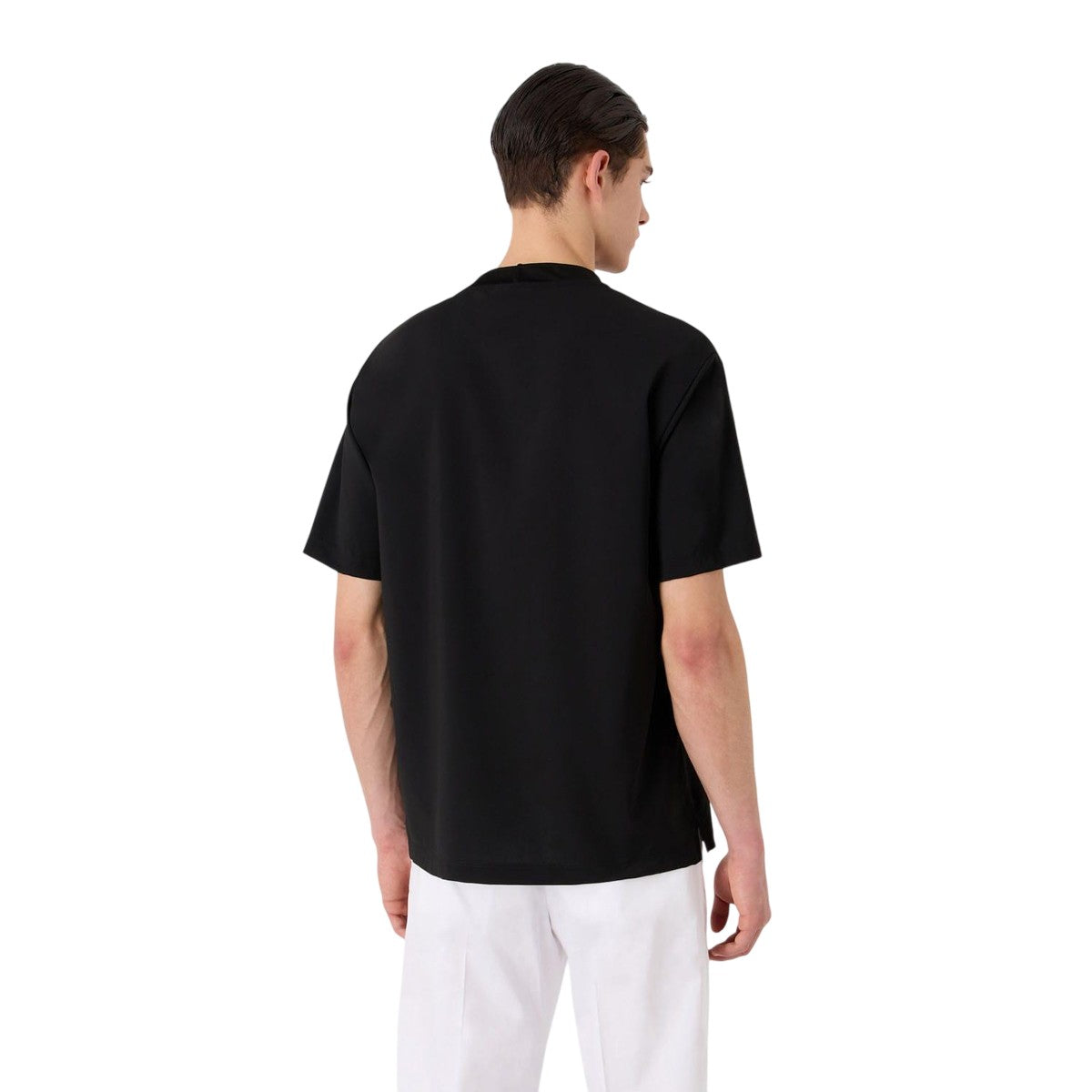 Black - Back - Emporio Armani Mens Chest Logo T-Shirt