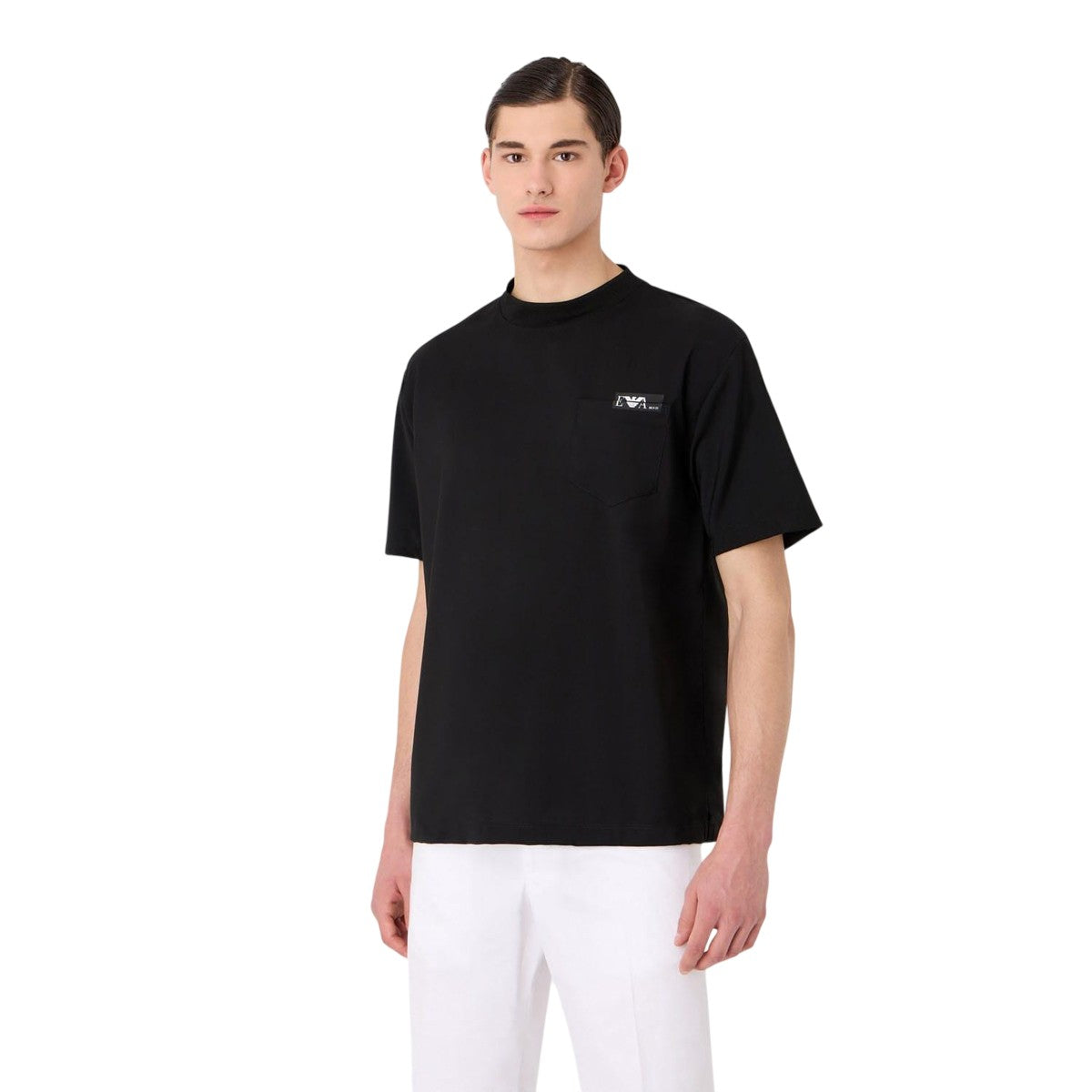 Black - Lifestyle - Emporio Armani Mens Chest Logo T-Shirt