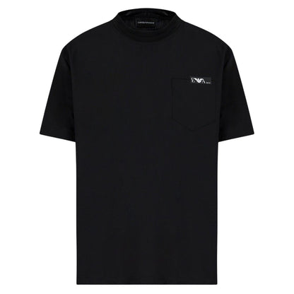 Black - Front - Emporio Armani Mens Chest Logo T-Shirt