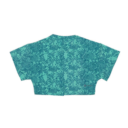 Green-Blue - Back - Adidas Girls Animal Print Aeroready Crop T-Shirt