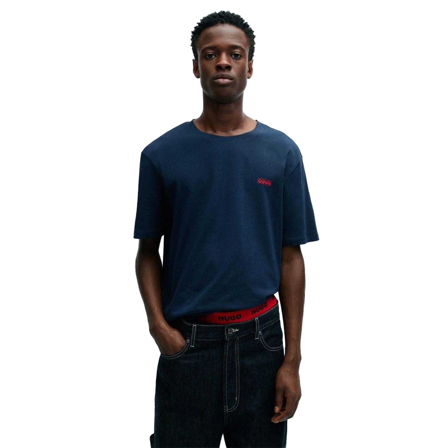 Navy - Side - Hugo Mens Dero Logo T-Shirt