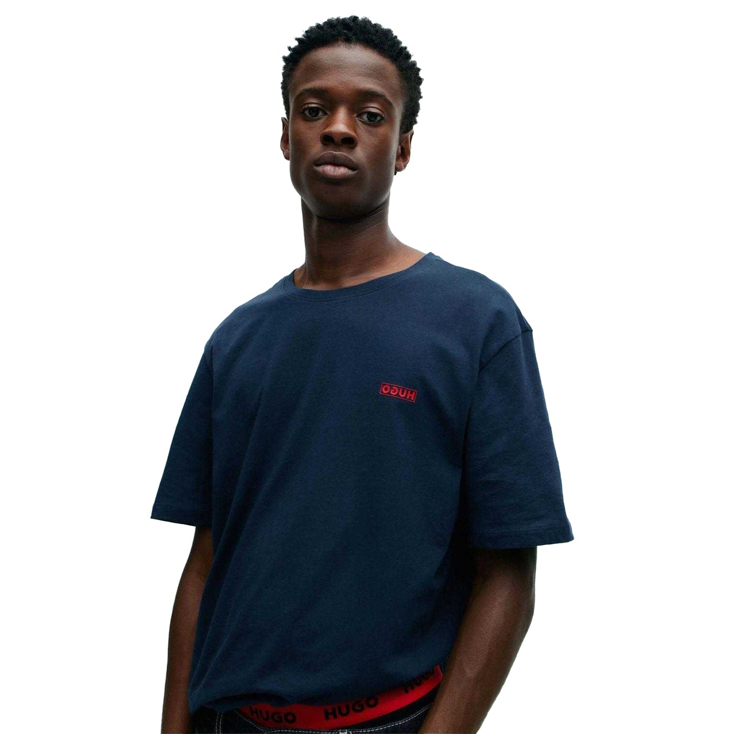 Navy - Lifestyle - Hugo Mens Dero Logo T-Shirt