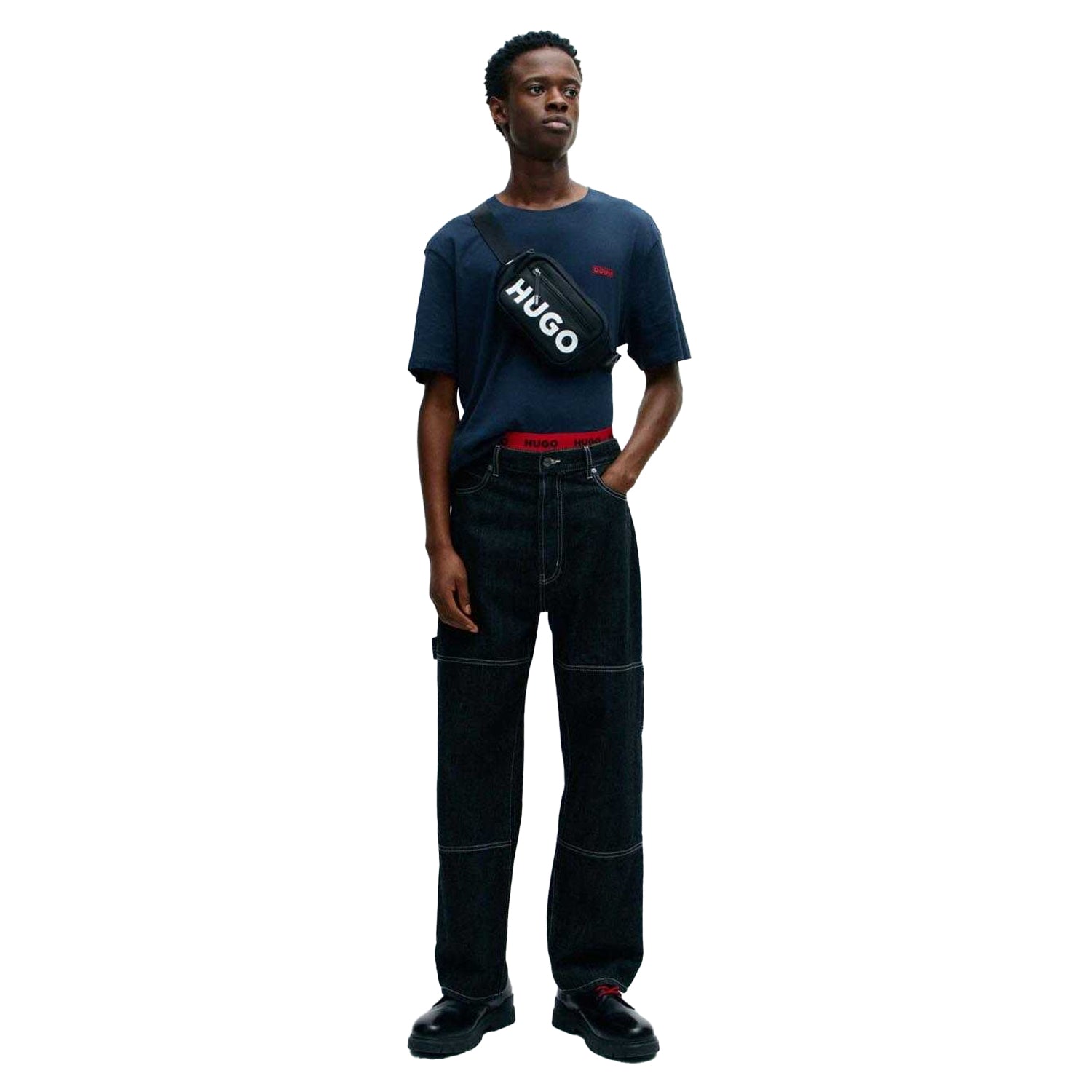 Navy - Pack Shot - Hugo Mens Dero Logo T-Shirt