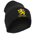 Black - Front - Mens Scotland Lion Design Embroidered Winter Beanie Hat